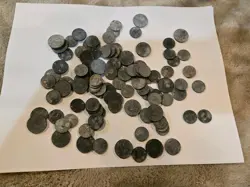 AUTHENTIC WW2 GERMAN HUGE REICHSPFENNIG ZINK COIN LOT 109 COINS