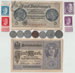 AUTHENTIC OLD WWII RELIC GERMANY NOTE STAMP EAGLE WW2 GERMAN COIN COLLECTION LOT
