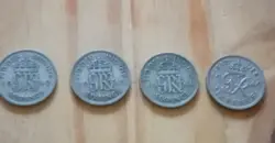 4 X GEORGE VI SIXPENCE COIN WW2 BRITISH UK 1942/43/44/45 MONEY