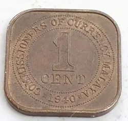 MALAYA GEORGE VL 1940 ONE CENT WW2 ERA