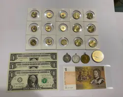 BUNDLE COINS BANK NOTE UNC $5 AUSTRALIA USA $2 $1 BULK MEDALS DINOSAUR WW2 ANZAC