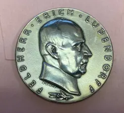 1937 ERICH LUDENDORFF WW2 GERMANY SILVER MEDAL*** BY K.GOETZ