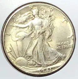 1941 US LIBERTY WALKER SILVER HALF DOLLAR WW2 AU! OLD US COIN!
