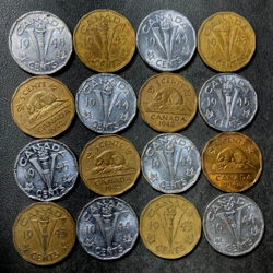 OLD CANADA COIN LOT - WW2 ERA NICKELS - 16 EXCELLENT COINS - LOT #J21