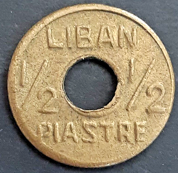 LEBANON 1/2 GHIRSH/PIASTRE WW2 WAR COINAGE COIN CIRCULATED CONDITION RARE