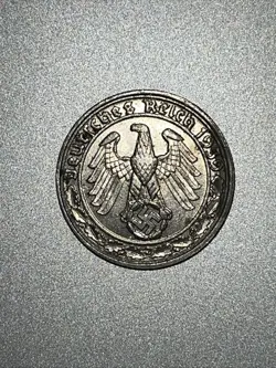 GERMAN COIN 50 REICHSPFENNIG 1939 NICKEL SWASTIKA 3RD REICH WW2 FREE SHIPPING