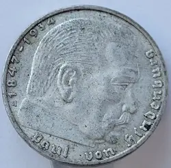 GERMANY WW2 1939 2 MARK SILVER COIN.