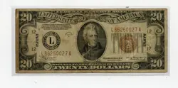 1934A $20  WORLD WAR 2 HAWAII EMERGENCY SMALL SIZE FRN FINE W/ STAINING