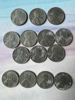 PENNIES- STEEL WAR WHEAT  1C ONE CENT WW2 LINCOLN LOT OF (14) 3S, 4D & 7 PH