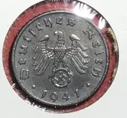 1941F GERMANY THIRD REICH SWASTIKA WORLD WAR 2! SWASTIKA! 5 PFENNIG! OLD COIN!
