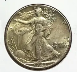 1941 US LIBERTY WALKER SILVER HALF DOLLAR WW2 CHOICE AU! SHARP! OLD US COIN!