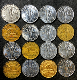 OLD CANADA COIN LOT - WW2 ERA NICKELS - 16 EXCELLENT COINS - LOT #J25