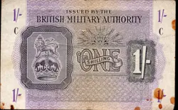 WW2 BRITISH MILITARY BANKNOTE - 1943 - 1 SHILLING