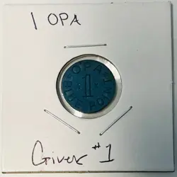 OPA BLUE POINT TOKEN T-X WAR RATION WW2 VINTAGE