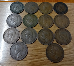 HALFPENNY  14. GB. UK. 1937-50. G VI DATE RUN. AF OR B. WW2 ERA.