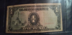 WW2 JAPANESE OCCUPATION 1 PESOS BANKNOTE JAPAN CURRENCY