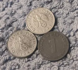 3 DAMAGED WORLD WAR 2  1 REICHSPFENNIG ,GERMANY , SEE PHOTOS!!  1942 1943 1941