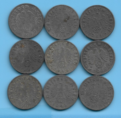 GERMAN THIRD REICH WW2 1 RPF SWASTIKA EAGLE COIN LOT WW2 ERA #99