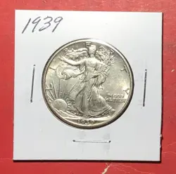 1939 US LIBERTY WALKER SILVER HALF DOLLAR! WORLD WAR 2! CHOICE AU! OLD US COIN!