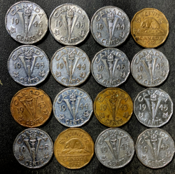 OLD CANADA COIN LOT - WORLD WAR 2 VICTORY NICKELS - 16 COINS - LOT U8