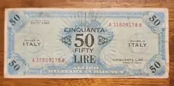 WW2 ITALIAN 50 LIRE 1944 ALLIED OCCUPATION CURRENCY ITALY BANKNOTE WWII WW2