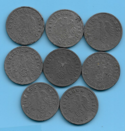 GERMAN THIRD REICH WW2 1 RPF SWASTIKA EAGLE COIN LOT WW2 ERA #2