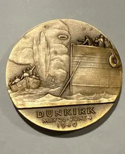 WWII WORLD WAR 2 WINSTON CHURCHILL DUNKIRK BRONZE MEDALLLIC ART BB6