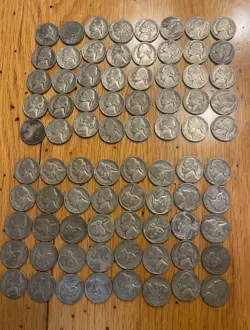 LOT OF 80 WW-2 NICKELS 1942-43-44-45 , P-D-S 35% SILVER