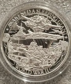 1 OZ .999 SILVER WORLD WAR 2 AWAKENED A SLEEPING GIANT PEARL HARBOR PATRIOT