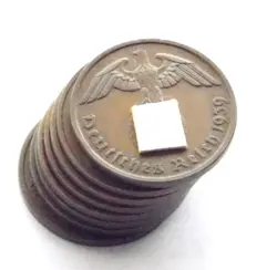 GERMAN LOT 8X 2 REICHSPFENNIG 1937 - 1940 SWASTIKA COIN 3RD REICH WW2 PFENNIG RP