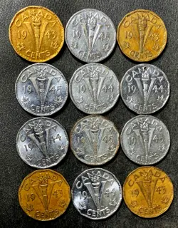 OLD CANADA COIN LOT - WW2 VICTORY NICKELS - 12 EXCELLENT COINS - LOT #U12