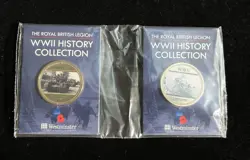 THE ROYAL BRITISH LEGION WW2 2X COIN COMMEMORATIVE COLLECTION WESTMINSTER