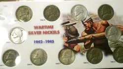 NICE CIRCULATED 1942-1945 P,D,S SILVER WW-2 JEFFERSON NICKELS SET