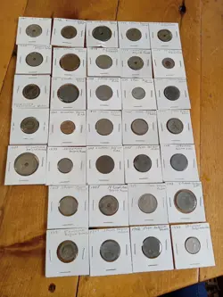 VINTAGE BELGIUM COIN LOT - 1862-1944 PREEURO - 33 VINTAGE COINS WW2 RARE OLD
