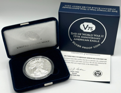 2020-W END OF WORLD WAR II WW2 75TH ANNIVERSARY AMERICAN EAGLE SILVER PROOF 1OZ