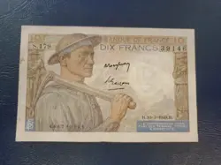 FRANCE 1944 10 FRANC FRANCS TEN FRANC WWII WORLD WAR 2 PETETHEGREEK B