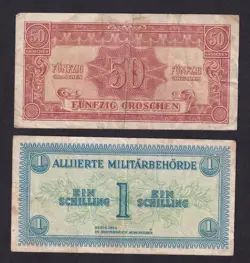 AUSTRIA 2 BANKNOTES (WW2) 1944 (SEE SCANS FOR CONDITION) #32