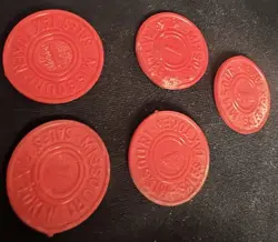 LOT OF 5 MISSOURI SALES TAX TOKEN COIN WW2 GREAT DEPRESSION RARE 1 MILL PAYMENT