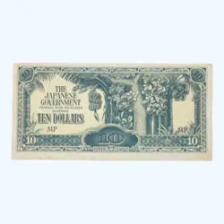 1942 JAPANESE OCCUPATION OLD BANKNOTE 10 DOLLARS (MALAYSIA SINGAPORE) JAPAN WW2