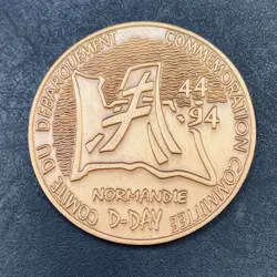 MEDAL NORMANDY D DAY 50 YEAR COMMEMORATION 1944-1994 41MM 21.87G FRENCH WW2