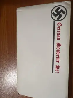 WW2 GERMAN SOUVENIR SET COINS & STAMP SET 1938 2 REICHS MARK,1936 5 REICHS MARK