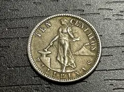 RARE WW2 COIN 1944 PHILIPPINES 10 CENTAVOS COIN  .750 SILVER DENVER MINT US OC