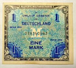 WW2 GERMAN 1 MARK1944 ALLIED OCCUPATION GERMANY BANKNOTE WWIL SHARP