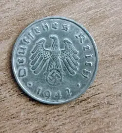 GERMANY 1942 D 5 REICHSPFENNIG   COIN 3RD REICH WW2 PFENNIG RP