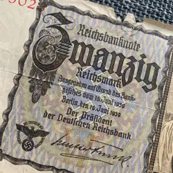 QUEEN OF THE NAZI BANKNOTES GERMANY 20 MARK REICHSMARK 1939 GERMAN WW2
