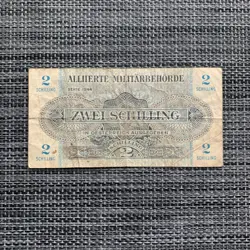 WW2 ERA 1944 ALLIED MILITARY CURRENCY AUSTRIA 2 SHILLING AUSTRIAN BANKNOTE WWII