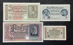 LOT OF 20,50,1,5 WW2 REICHSMARK NAZI GERMANY CURRENCY GERMAN BANKNOTES