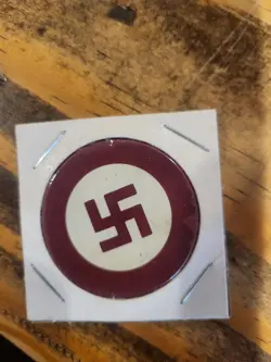 VINTAGE RED SWASTIKA POKER CHIP PRE WW2