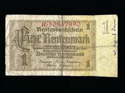 1937 GERMAN RENTENMARK 1 EINE MARK NOTE DEUTSCHE BERLIN PRE WW2