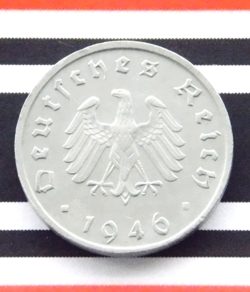 GERMAN COIN 10 REICHSPFENNIG 1946 F ZINC ALLIED OCCUPATION 3RD REICH WW2 UNC